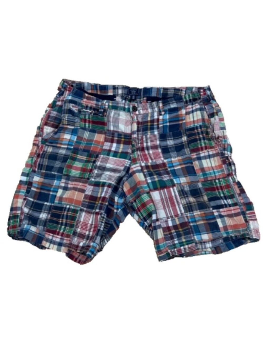 Gap Khakis Men Lived In Shorts Cotton Plaid Madras Sz 40 Red Patchwork Rode Vtg